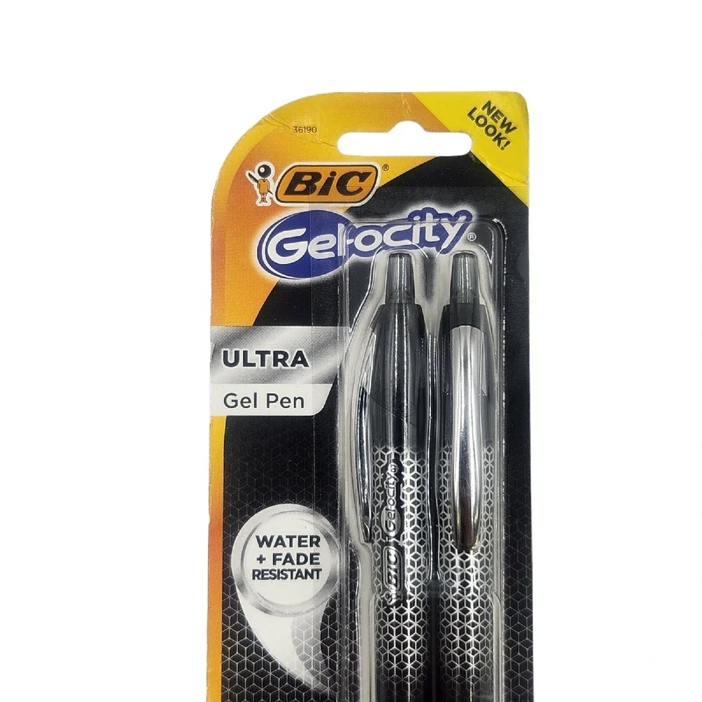 2x Bic Gel-ocity Retractable Gel Pen Medium 0.7 mm Ultra Water Resistant 2‎ Pack
